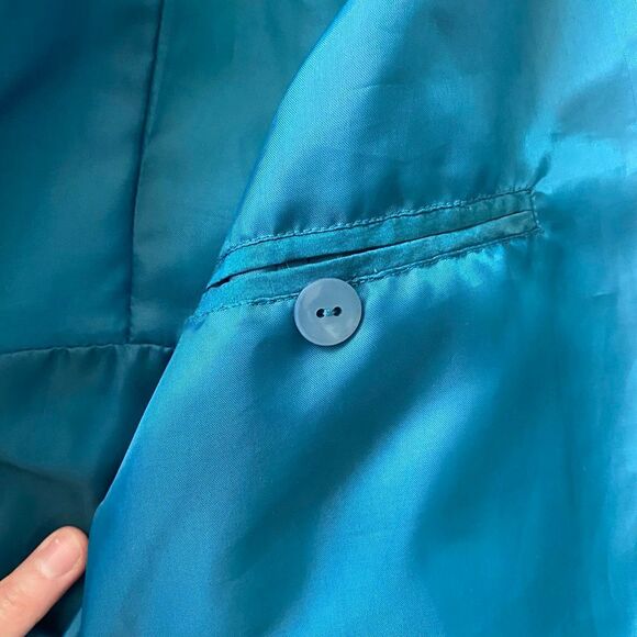 Tulliano men L 100% silk full zip mock collar longsleeve jacket teal green color - Picture 11 of 14